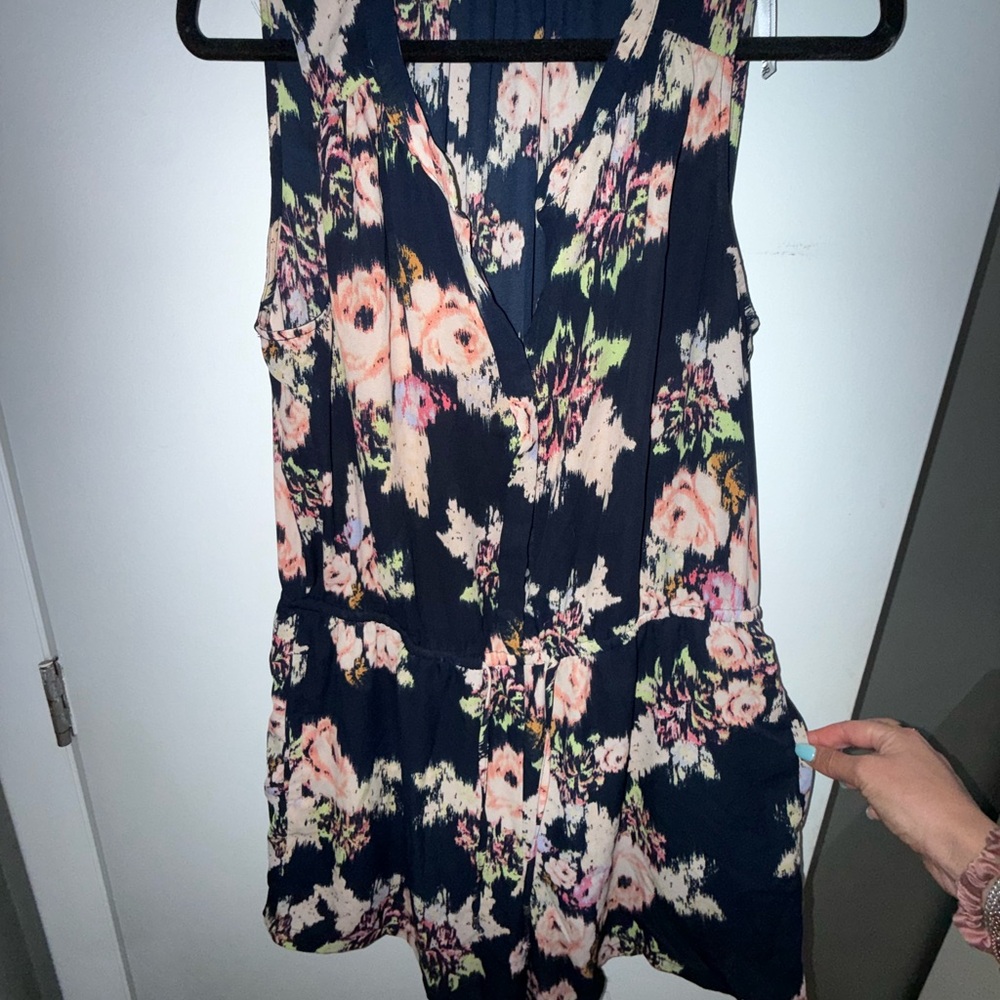 DR2 Blue and Black Floral Romper